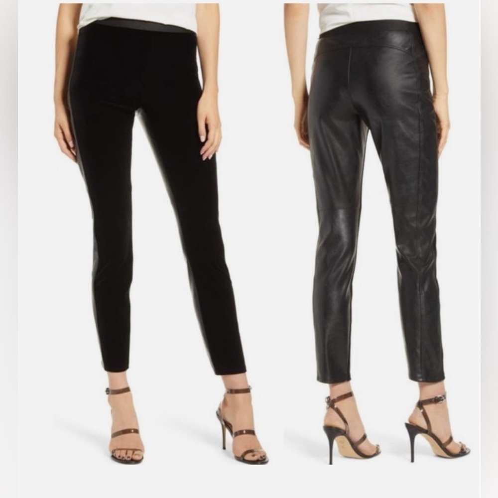 BAILEY 44 Olivia Velvet & Faux Leather Ankle Pants In Black